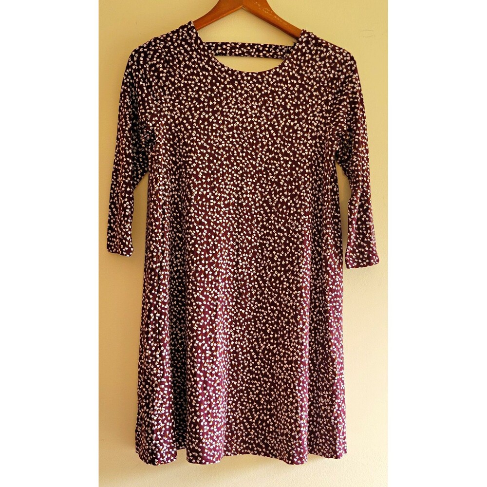 NWT Loft Outlet Petite Small Burgundy/White Floral 3/4 Sleeve Shift Dress